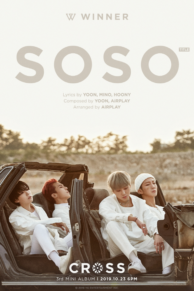 위너, 타이틀곡 'SOSO' 포스터 공개..'위너표 가을 감성' 예고