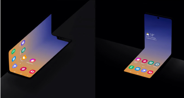 갤럭시 폴드(왼쪽)와 삼성전자가 새로 공개한 새로운 폼팩터의 폴더블폰.