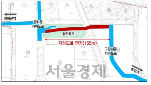 서울 청진 도시정비형 재개발구역 내 지하보행로 계획도/서울시