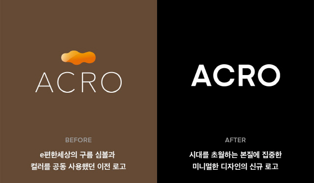 아크로의 새로운 브랜드 디자인(오른쪽)과 기존 디자인./사진제공=대림산업