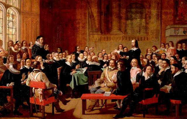 웨스트민스터 대성당에서 교리를 토론하고 있는 성직자들을 묘사한 그림.     /위키피디아