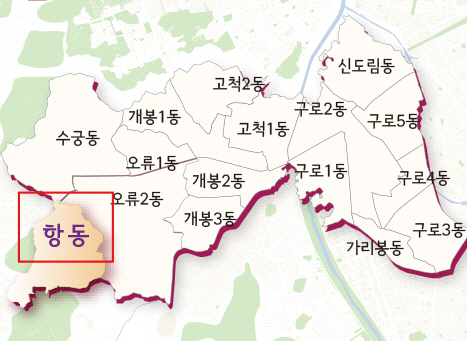 구로구 동별 지도  /자료제공=구로구