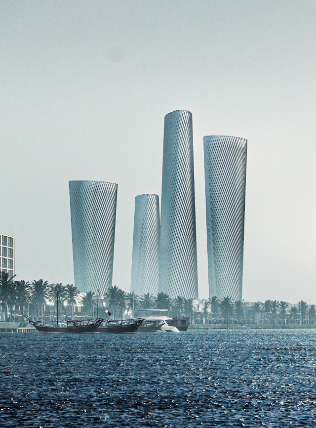 카타르 루사일 타워 조감도. 맨 오른쪽이 플롯3, 그 옆이 플롯4다. /제공=현대건설