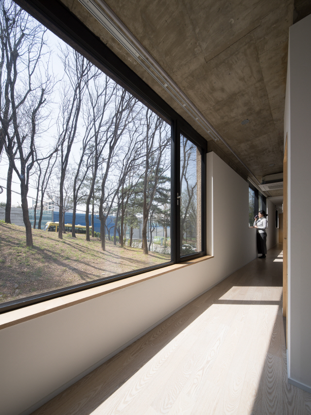 얇디얇은 집의 실내 모습. 녹지에 접한 창은 공간별 목적에 맞춰 구성됐다. /사진제공=이한울 작가