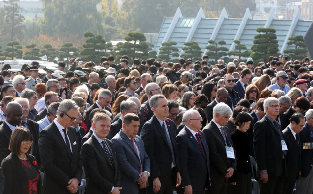 지난 2018년 11월 11일 부산 남구 유엔기념공원에서 유엔참전용사 국제 추모행사인 ‘부산을 향하여’가 열리고 있다.   /부산=연합뉴스