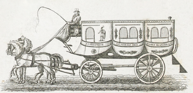 1828년 프랑스의 ‘옴니버스’. 파스칼의 주도로 1662년 등장한 합승마차와 같은 방식으로 운영됐다. /위키피디아
