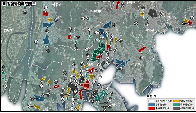 부산 도시재생활성화지역 지정 현황도./사진제공=부산시