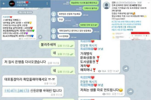 ‘n번방 영상’ 등 불법 성착취물을 거래하는 SNS 이용자들. /연합뉴스