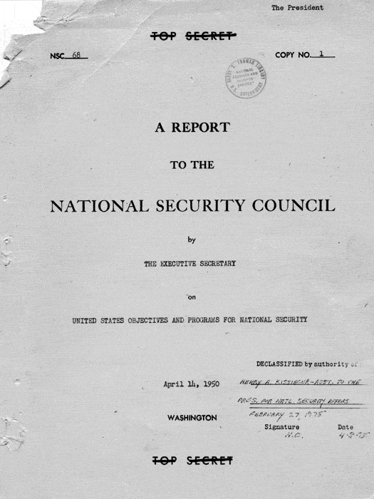 미국의 비밀보고서 ‘NSC-68’./위키피디아