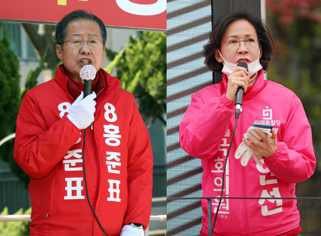 홍준표 후보(왼쪽), 이인선 후보. /연합뉴스