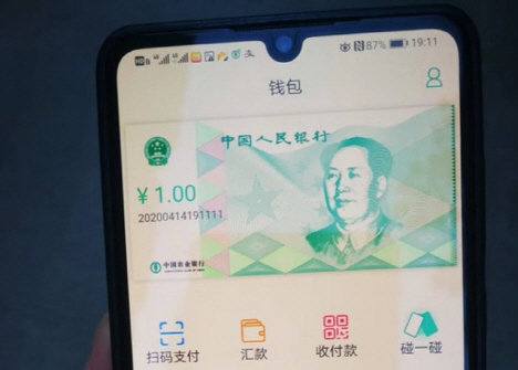 중국 인터넷에 유출된 것으로 알려진 ‘디지털화폐’ 모습.  /웨이보 캡처