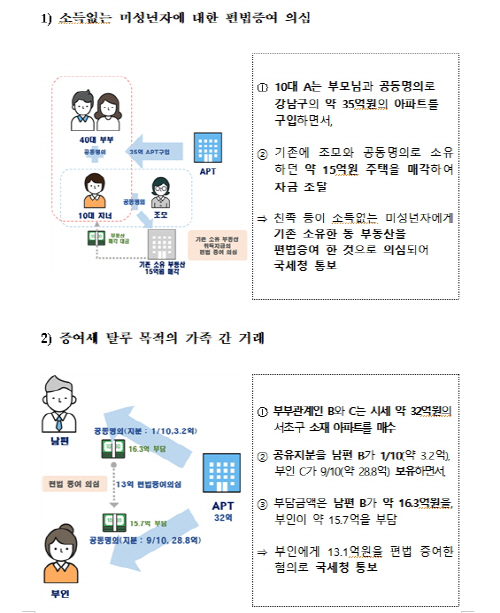 미성년자 편법 증여 등 부동산 위법행위 900여건 적발