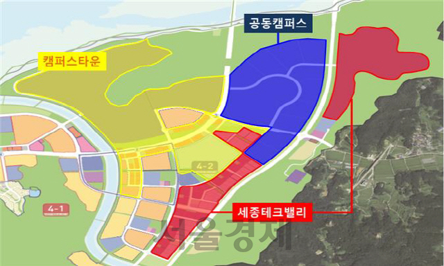 세종시 집현리 4-2 생활권에 조성되고 있는 행복도시 산학연 클러스터 구성도. 사진제공=행정중심복합도시건설청