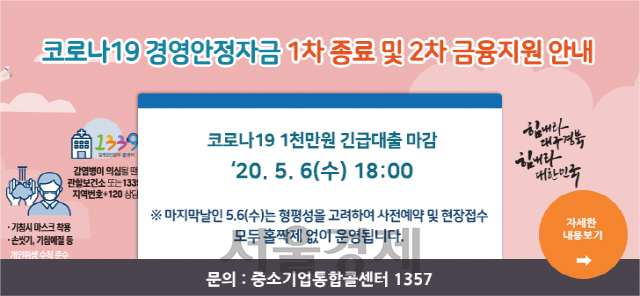 지난 4일 소상공인시장진흥공단은 코로나19 경영안정자금 1차가 6일 오후 6시 종료된다는 안내 공지를 홈페이지에 알렸다. /자료제공=소진공 홈페이지