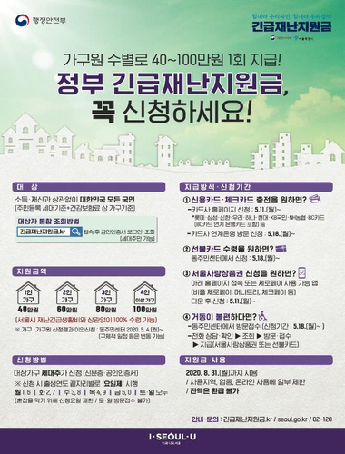 10일 공개된 서울시의 정부 긴급재난지원금 신청 안내 포스터. /사진=서울시 제공