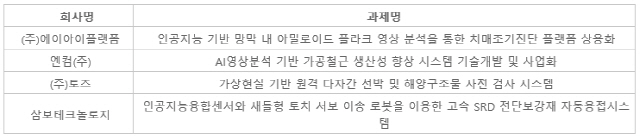 부산정보산업진흥원 ‘2020~2021년 지역SW서비스사업화 지원사업’ 선정 과제./사진제공=부산정보산업진흥원