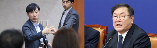 하태경 미래통합당 의원(왼쪽), 김태년 더불어민주당 원내대표. /연합뉴스