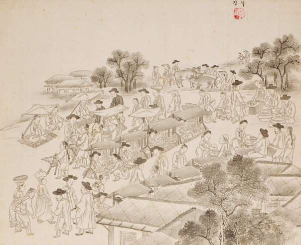 기산 김준근이 1890년대에 그린 ‘시장’. /사진제공=국립민속박물관