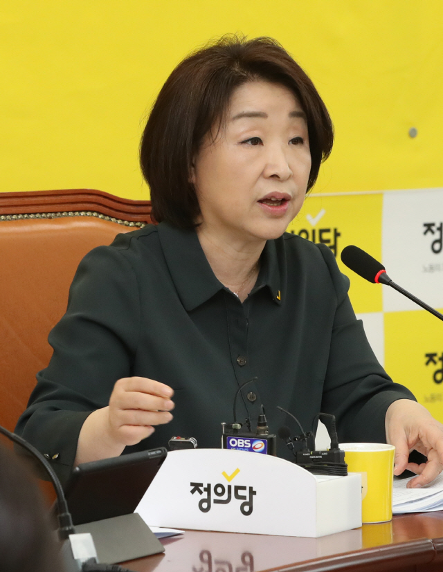 정의당 심상정 대표가 21일 오전 서울 여의도 국회에서 열린 상무위원회에서 발언하고 있다. /연합뉴스