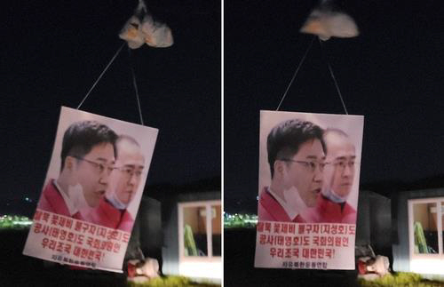 탈북민단체가 날린 태영호·지성호 대북 전단. /사진 제공=자유북한운동연합