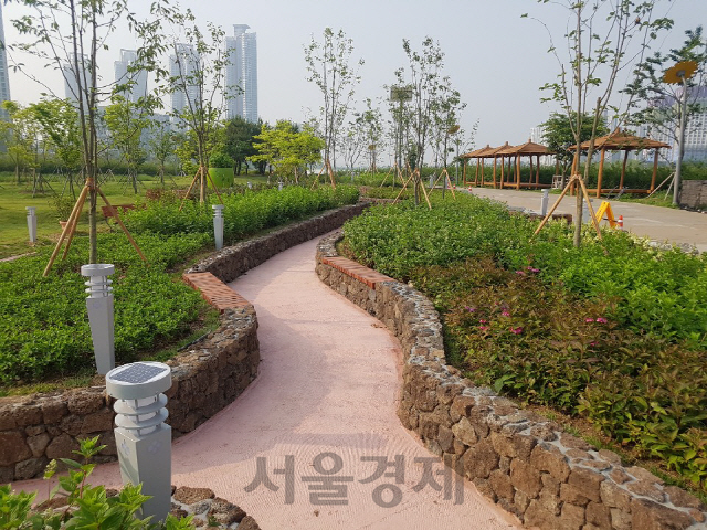 인천시 서구 청라호수공원 내 돌담길 수국원 전경. /사진제공=인천경제자유구역청