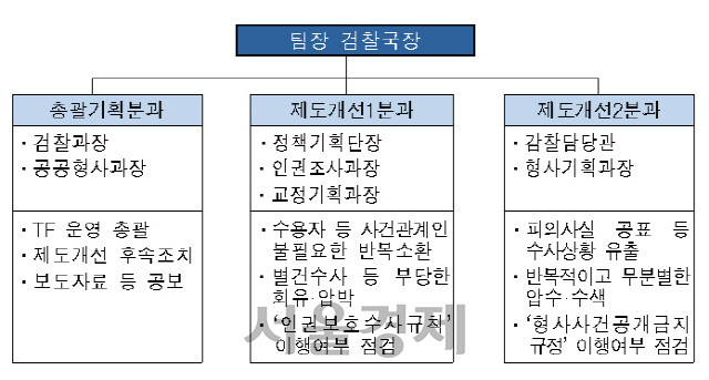 법무부 인권수사제도개선 TF 조직도./자료=법무부