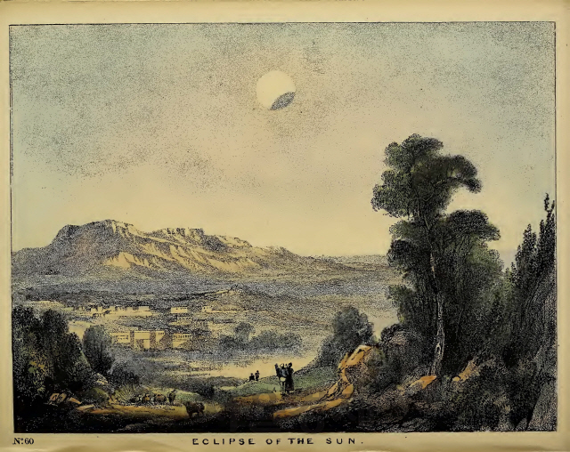 찰스 F 블런트의 1842년작 ‘천상의 아름다움’에 묘사된 부분일식. /(The Beauty of the Heavens), 1842./스미소니언도서관 소장