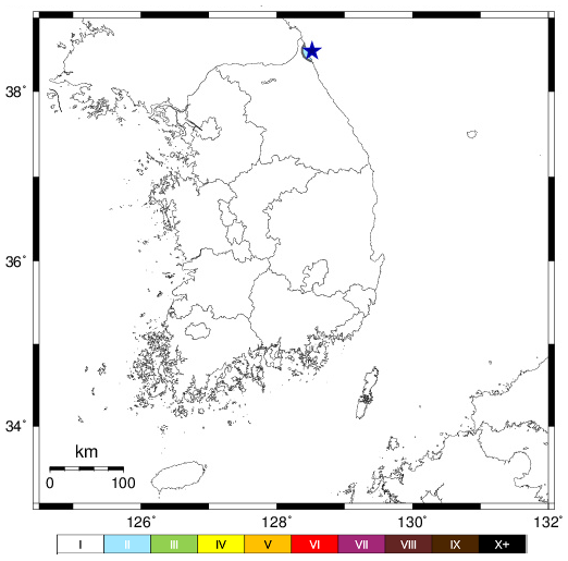 21일 오전 9시 49분 52초 강원 고성군 북북동쪽 해역에서 규모 2.3의 지진이 발생했다./기상청