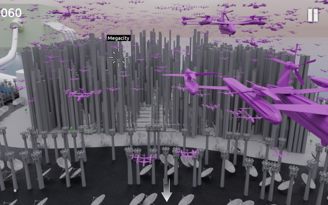 현대차그룹-RISD 미래 모빌리티 디자인 공동연구 ‘산업 디자인 연구팀’이 제안한 ‘도심항공모빌리티(UAM)가 주력 이동수단이 되는 미래 도시’ 디자인 프로젝트./사진제공=현대차그룹