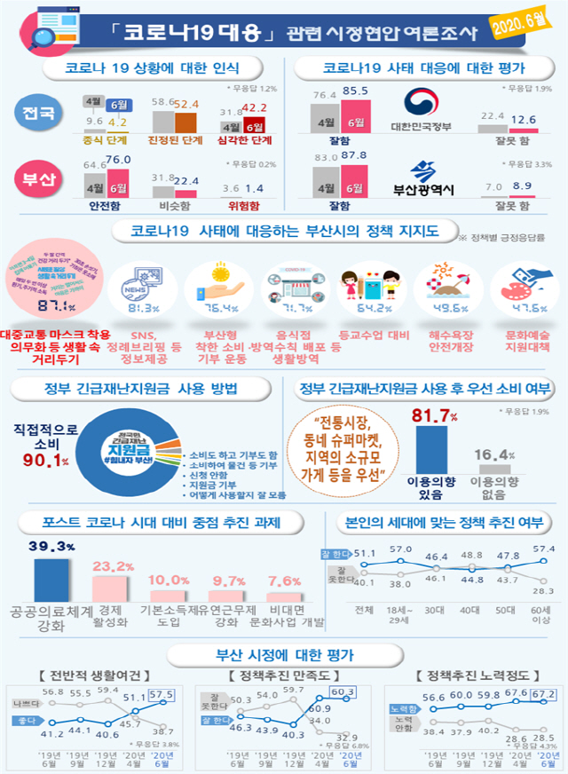 ‘부산시 코로나19 대응’ 관련 시정현안 여론조사 결과 인포그래픽./사진제공=부산시