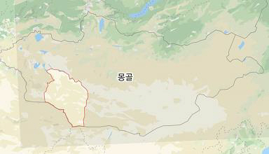 흑사병 의심 사망자가 나온 몽골 고비 알타이 지역(빨간색 테두리). 그 서쪽인 호브드 및 바잉을기 지역에서도 최근 흑사병 확진·의심 환자가 나왔다./구글지도 캡처