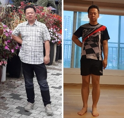 체중 감량 전(왼쪽)과 후(오른쪽)의 유동걸 삼성SDI 프로. /사진제공=삼성SDI