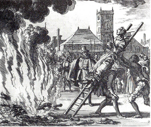 중세 교회의 종교재판중에서 가장 악명 높던 스페인 종교재판을 통한 화형 장면. 유대인과 무슬림, 네덜란드 신교도들이 주로 당했다./위키피디아