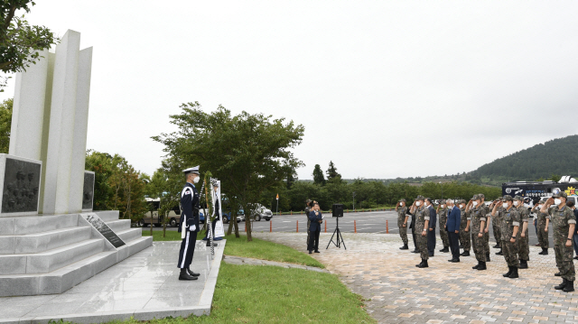 21일 제주 서귀포시 안덕면 제주항공우주박물관에서 고(故) 딘 헤스 미국 공군대령의 제5주기 추모식이 진행되고 있다.    /사진제공=공군