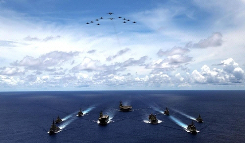 미국·일본·호주 연합훈련 장면./일본 해상자위대 제공