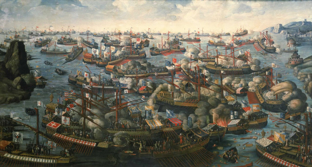 1571년 신성동맹 함대가 투르크 함대를 격파한 레판토 해전.작자미상./위키피디아