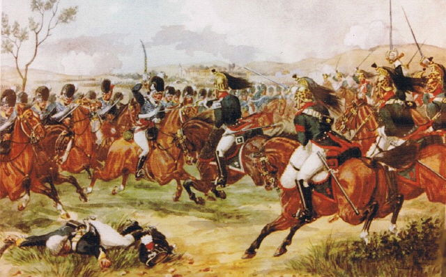 비메이로 전투에서 격돌하는 영국과 프랑스의 경기병. 군수능력의 차이가 승패를 가른 이 전투는 나폴레옹 몰락의 전주곡이었다. /위키피디아