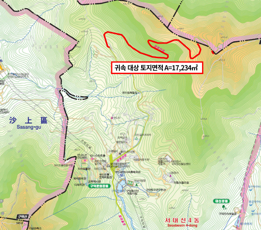 부산 서구가 되찾은 1만7,234㎡ 위치도./사진제공=서구