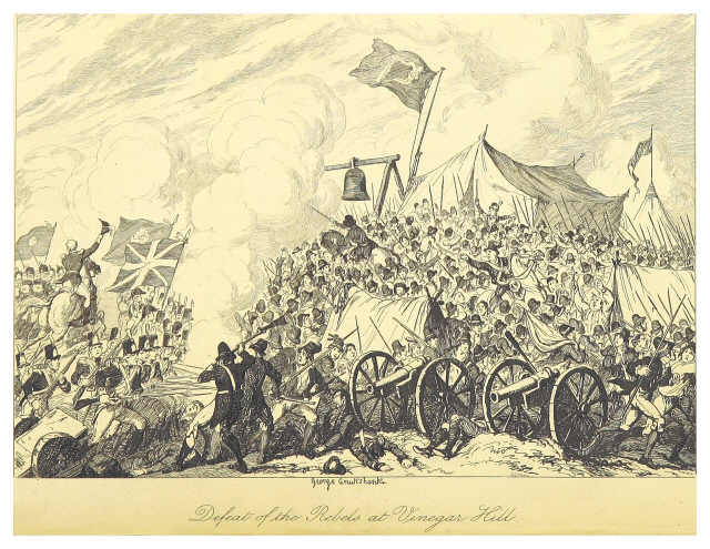 1798년 아일랜드저항군과 프랑스 연합군이 영국군을 물리친 전투를 묘사한 그림. 이로써 코노트공화국이 성립했으나 단명하고 말았다./위키피디아
