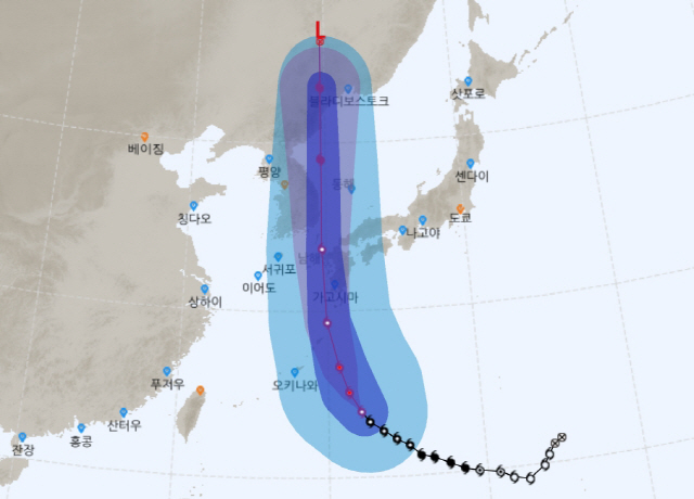 10호태풍 하이선 예상 경로 /자료제공=기상청