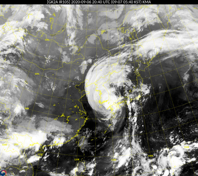 북상 중인 태풍 ‘하이선’의 7일 오전 5시 40분 현재 천리안위성2A호의 위성영상. /사진=국가기상위성센터 홈페이지