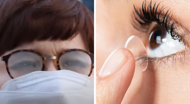 코로나19로 마스크 착용이 생활화하면서 안경 착용자들이 김 서림 등 불편 때문에 콘택트렌즈를 끼는 경우가 늘고 있다. 렌즈 착용자는 안구건조증에 주의해야 한다.