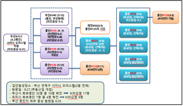 현대중공업 직원의 코로나19 감염 경로(추정). /사진제공=울산시