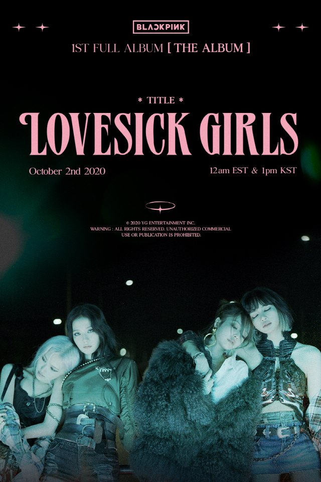 블랙핑크 첫 정규 타이틀곡 제목은 'Lovesick Girls'…티저 포스터 공개
