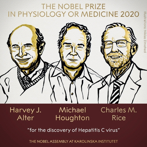 2020 노벨 생리의학상, C형간염 퇴치 기여 하비 올터·찰스 라이스·마이클 호턴 공동수상