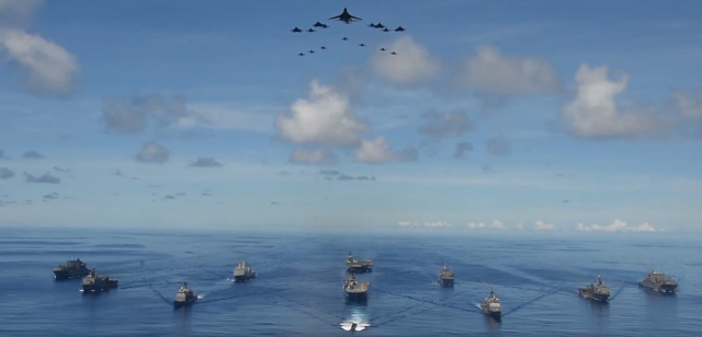미 국방부가 지난달 14~25일 괌 일대에서 실시한 밸리언트 실드 훈련./미 국방부 유튜브 캡쳐