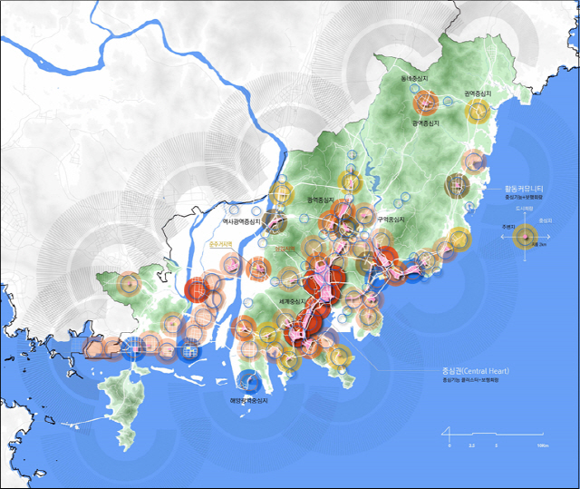 미래 부산의 중심지 체계 ‘넷톰 시티’ 구상도./사진제공=부산연구원