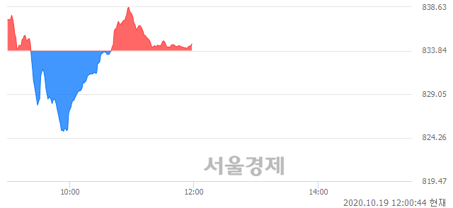 [정오 시황] 코스닥 834.82, 상승세(▲0.98, +0.12%) 지속