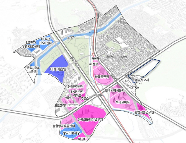 첨단산업 복합자족도시로 개발되는 양재택지지구 위치도./사진제공=서초구