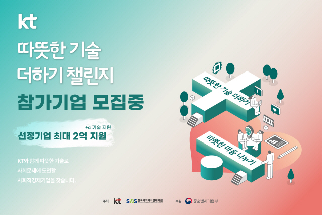 '사회적경제기업 키운다'…KT, '따뜻한 기술 더하기 챌린지' 공모전 개최